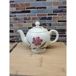 Vintage Shawnee Pottery Teapot, Pink Daisy Flower, USA Teapot